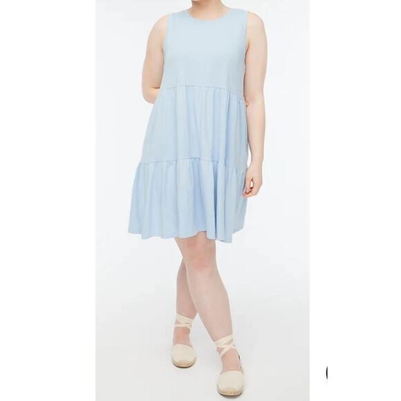 J.Crew Sleeveless Knit Tiered A-Line Mini Dress in Artic Blue. Size L. NWT - Picture 6 of 6